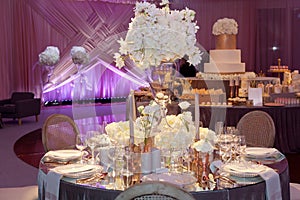 Table set for an event party or wedding reception