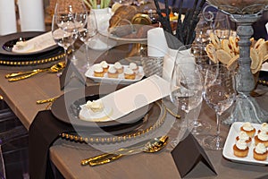 Table set for an event party or wedding reception