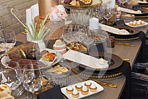 Table set for an event party or wedding reception