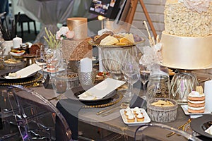 Table set for an event party or wedding reception