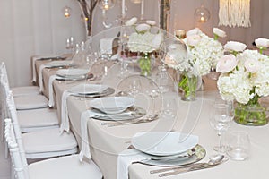 Table set for an event party or wedding reception