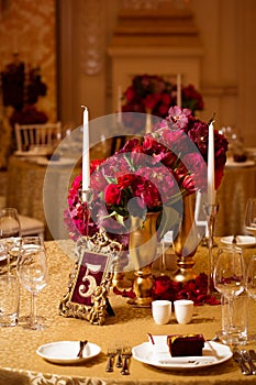 Table set for an event party or wedding reception