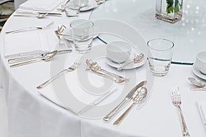 Table set for an event party or wedding reception