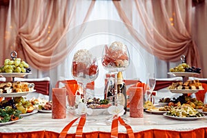 Table set for an event party or wedding reception