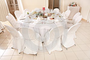 Table set for an event party or wedding reception