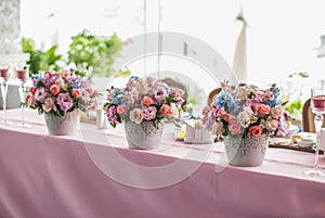 Table set for an event party or wedding reception photo