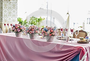 Table set for an event party or wedding reception photo