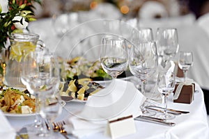 Table set for a festive party or dinne