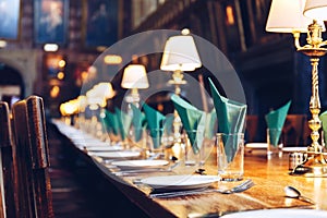 Table set at The Great Hall of Christ Church, University of Oxford