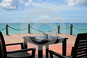 Table set with ocean views