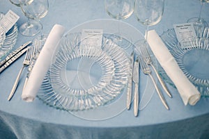A table set in a restaurant for a holiday