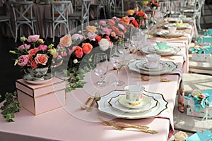 Table set up for bridal shower