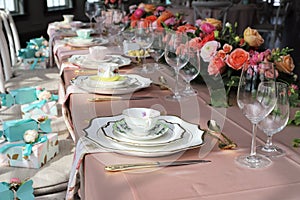 Table set up for bridal shower