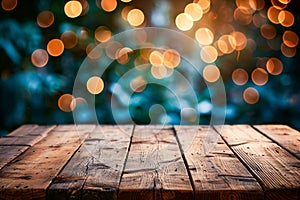 Table is set up outdoors with beautiful view of lights in the background. Generative AI