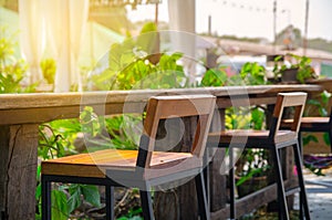 Table set up in restaurant interior,shalow deepth of field