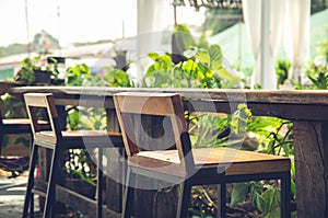 Table set up in restaurant interior,shalow deepth of field