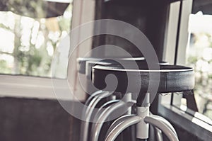 Table set up in restaurant interior,shalow deepth of field