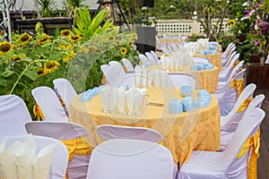 table set for wedding or another catered event dinner, luxury wedding table