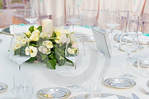 Table set for wedding reception