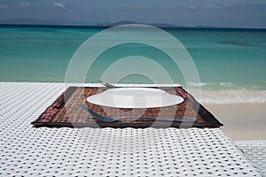 Table setting at the beach restaurant