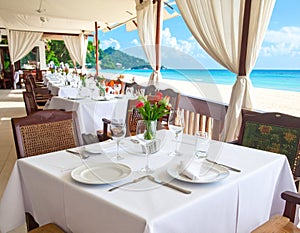 Table Setting Beach Restaurant Hotel Resort