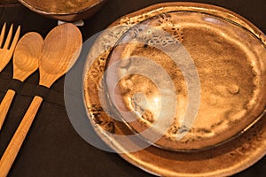 Table setting with beautiful and ceramics kitchenware