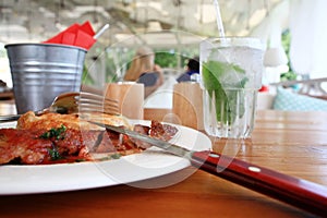 Table setting in cafe