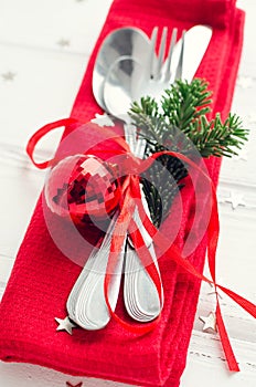 Table setting for celebration Christmas and New Year