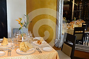 Table setting in dining room