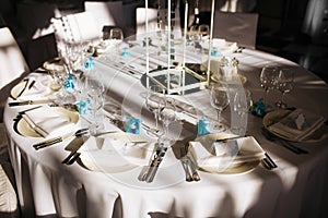 Table Setting for Dinner Parties . Wedding banquet Hall