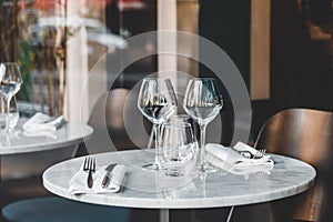 Table setting in a French restaurant