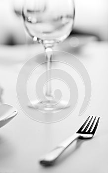 Table setting with glass