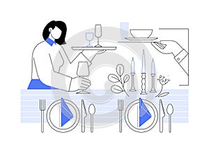 Table setting isolated cartoon vector illustrations.