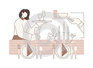 Table setting isolated cartoon vector illustrations.