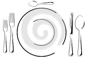 Table setting in line art