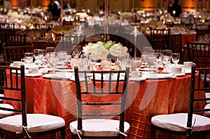 Table setting at a luxury wedding reception