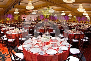 Table setting at a luxury wedding reception