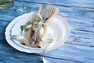 Table setting with napkin