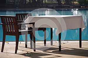 Table setting by the Pool, Sri Lanka