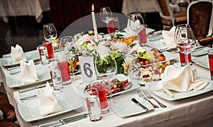 Table setting at restaurant