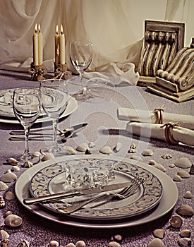 Table setting in a restaurant or catering