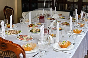 Table setting in restaurant