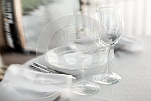Table setting in restaurant interior