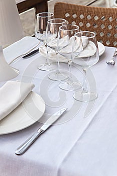 Table setting at restaurant ready to serve