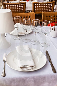 Table setting at restaurant photo