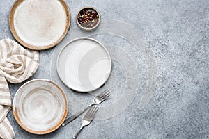 Table setting with trendy grey ceramic plates
