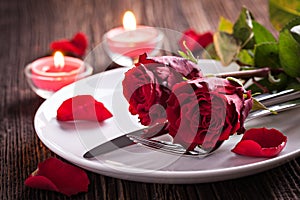 Table setting for valentines day