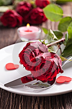 Table setting for valentines day