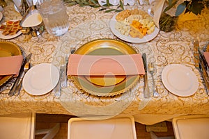 Table setting at a wedding