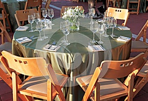 Table setting for a wedding, outdoor